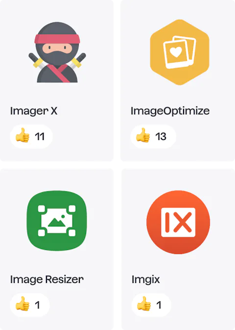 Icons showing image transform plugins developers use with Craft CMS.