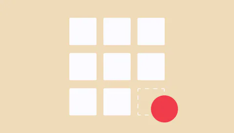A grid of 9 squares, with a circle for the last space signifying accessibility.