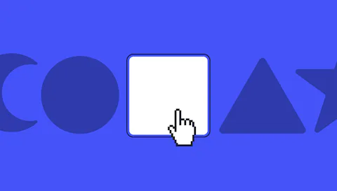 The image depicts an abstract graphic of someone choosing a web design agency.