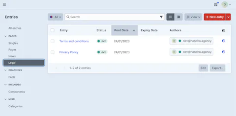 Craft CMS Control Panel