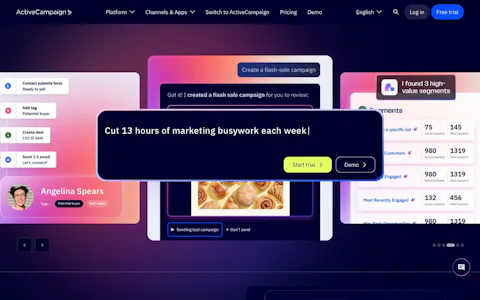 Homepage of the ActiveCampaign website, built on Craft CMS