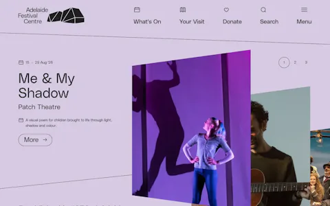 Homepage of the Adelaide Festival Centre website, built on Craft CMS