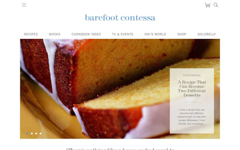 Homepage of the Barefoot Contessa website, built on Craft CMS