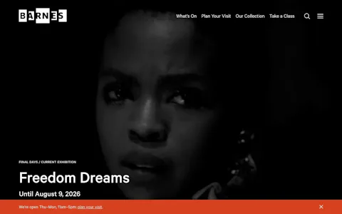 Homepage of the Barnes Foundation website, built on Craft CMS