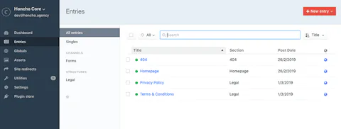 Craft CMS Control Panel