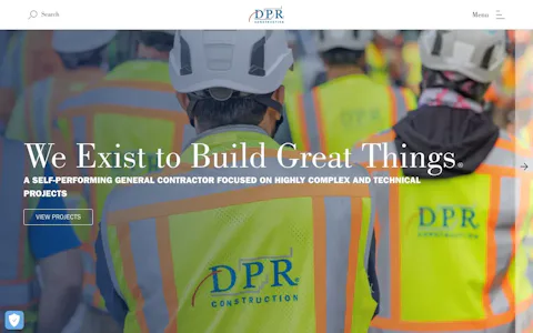 Homepage of the DPR Construction website, built on Craft CMS
