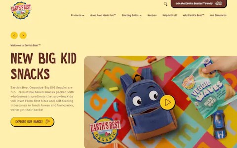 Homepage of the Earth's Best website, built on Craft CMS