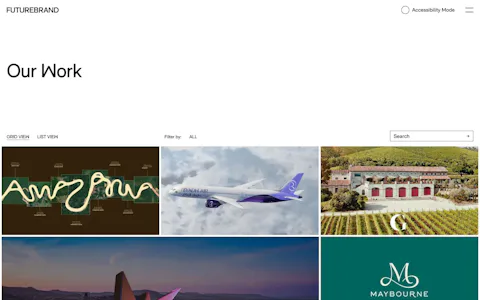 Homepage of the FutureBrand website, built on Craft CMS
