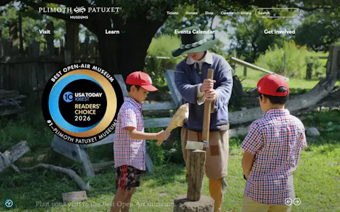 Homepage of the Plimoth Patuxet Museums website, built on Craft CMS
