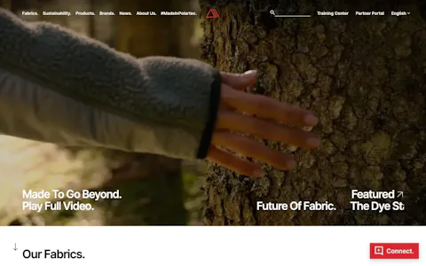 Homepage of the Polartec website, built on Craft CMS