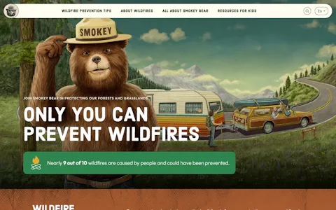 Homepage of the Smokey Bear website, built on Craft CMS