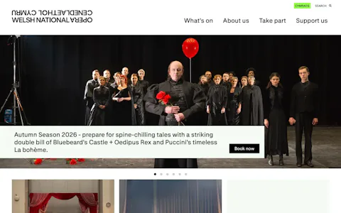 Homepage of the Welsh National Opera website, built on Craft CMS