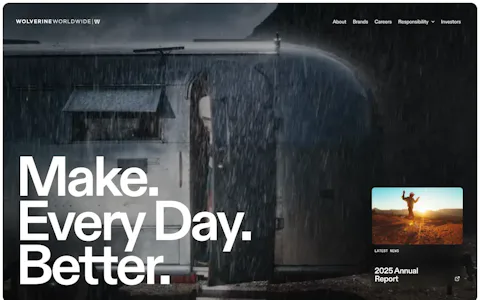 Homepage of the Wolverine Worldwide website, built on Craft CMS